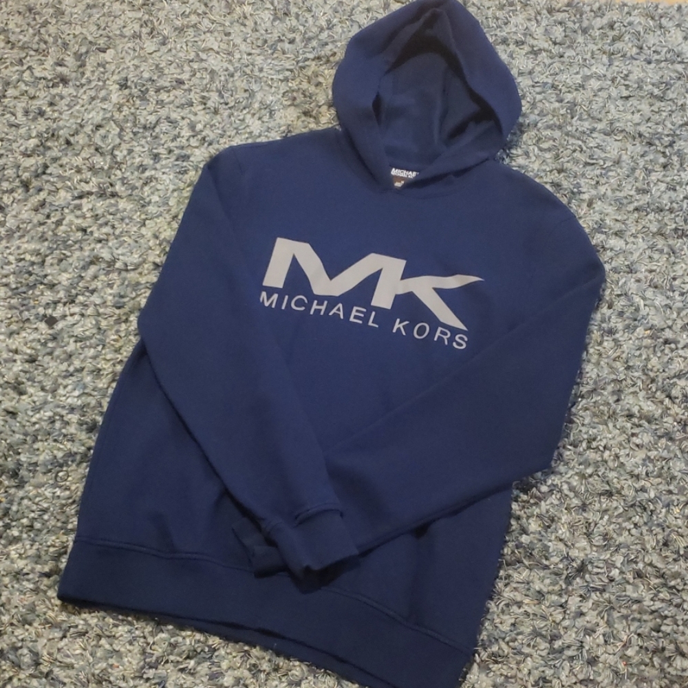 Michael Kors Hoodie Navy Blue and Silver Sz Medium